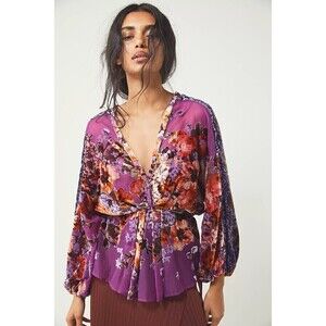 Free People Bonnie Burnout Velvet top size XS